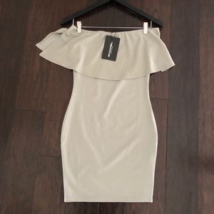 Pretty Little Thing Off Shoulder Grey Mini Dress